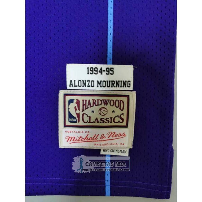 Camiseta Charlotte Hornets Larry Johnson NO 2 Mitchell & Ness 1994-95 Violeta
